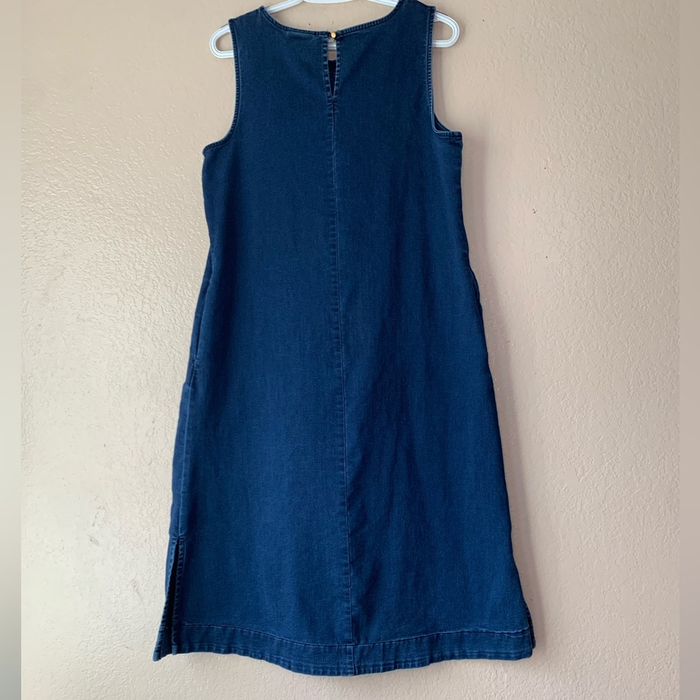 Liz Claiborne Denim Sleeveless Midi Jumper 90’S Minimalist Dress Size M - Picture 4 of 6